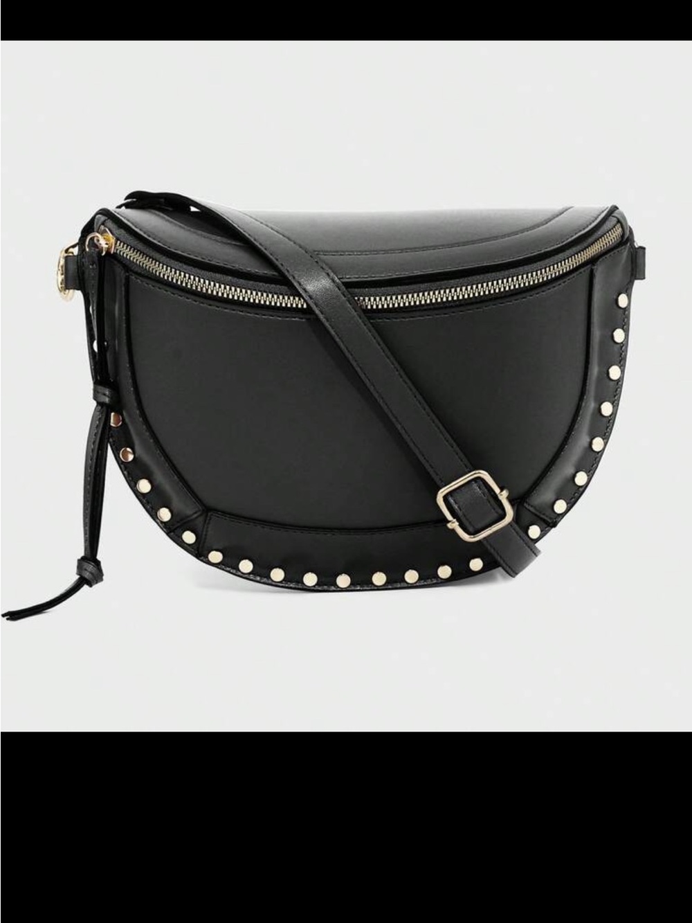 SHEIN Black Crescent Crossbody with Gold Studs
